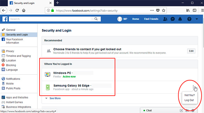 facebook account remotely logout