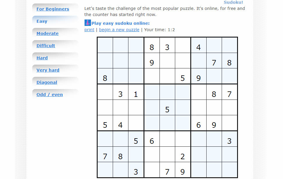 Online sudoku Sudoku