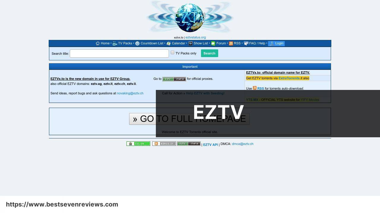 https://eztv.re/ screenshot